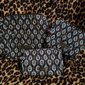 Veda Bradley three cosmetic bag set